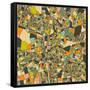 Lusaka Map-Jazzberry Blue-Framed Stretched Canvas