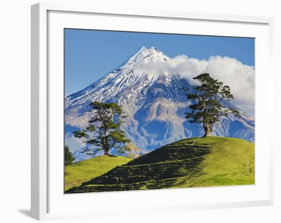 Lush hills in front of Mount Egmont-Jami Tarris-Framed Photographic Print