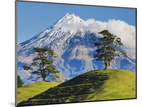 Lush hills in front of Mount Egmont-Jami Tarris-Mounted Photographic Print