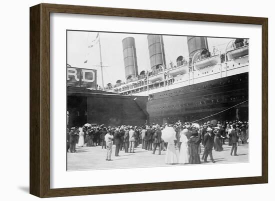 Lusitania at New York Dock-null-Framed Art Print