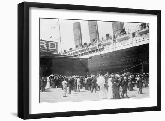 Lusitania at New York Dock-null-Framed Art Print