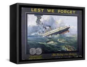 Lusitania Torpedoed by a German Submarine on Her Return Journey from New York to Liverpool-null-Framed Stretched Canvas