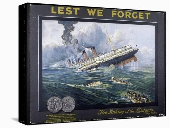 Lusitania Torpedoed by a German Submarine on Her Return Journey from New York to Liverpool-null-Stretched Canvas