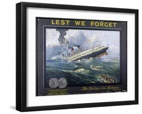 Lusitania Torpedoed by a German Submarine on Her Return Journey from New York to Liverpool-null-Framed Premium Photographic Print