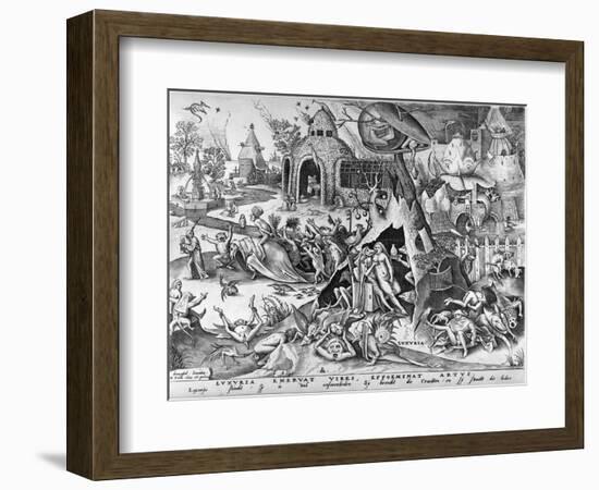 Lust, from the Seven Deadly Sins, Engraved by Pieter Ven Der Heyden, 1558-Pieter Bruegel the Elder-Framed Giclee Print