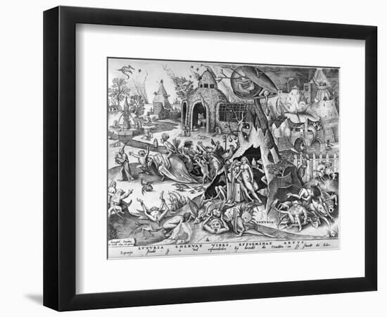 Lust, from the Seven Deadly Sins, Engraved by Pieter Ven Der Heyden, 1558-Pieter Bruegel the Elder-Framed Giclee Print