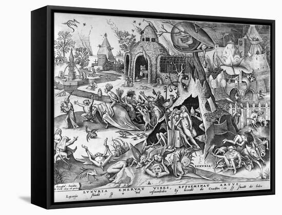 Lust, from the Seven Deadly Sins, Engraved by Pieter Ven Der Heyden, 1558-Pieter Bruegel the Elder-Framed Stretched Canvas