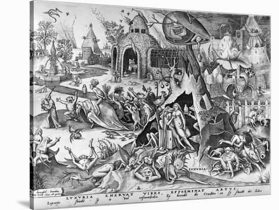 Lust, from the Seven Deadly Sins, Engraved by Pieter Ven Der Heyden, 1558-Pieter Bruegel the Elder-Stretched Canvas