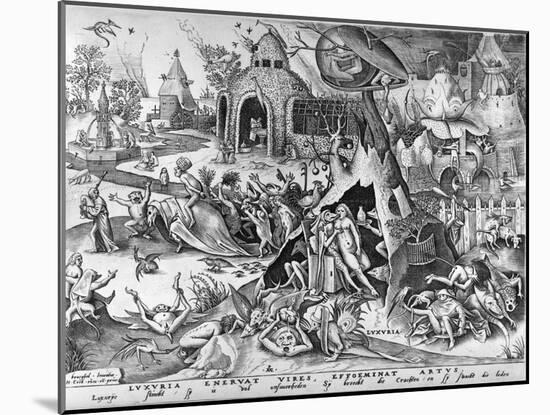 Lust, from the Seven Deadly Sins, Engraved by Pieter Ven Der Heyden, 1558-Pieter Bruegel the Elder-Mounted Giclee Print