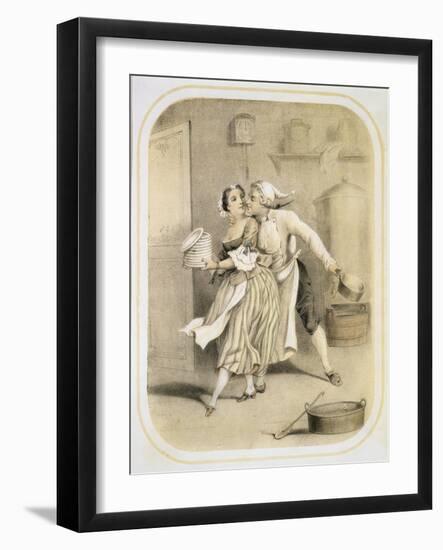 Lust in the Kitchen, from a Series of Prints Depicting the Seven Deadly Sins, C.1850-Louis Leopold Boilly-Framed Giclee Print