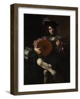Lute Player, c.1625-26-Valentin de Boulogne-Framed Giclee Print