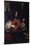 Lute Player with Vanitas Symbols-Luigi Miradori-Mounted Giclee Print