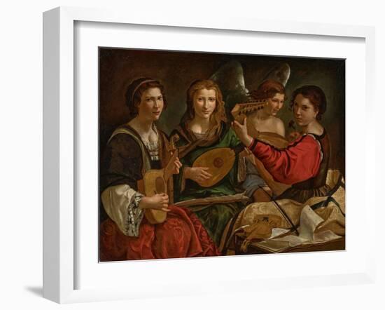 Lute Players and an Angel (Oil on Canvas)-Pietro Paolini-Framed Giclee Print