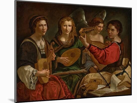 Lute Players and an Angel (Oil on Canvas)-Pietro Paolini-Mounted Giclee Print