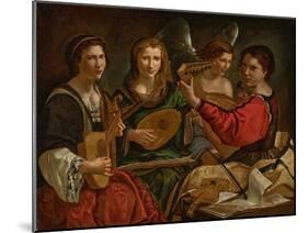 Lute Players and an Angel (Oil on Canvas)-Pietro Paolini-Mounted Giclee Print