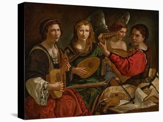 Lute Players and an Angel (Oil on Canvas)-Pietro Paolini-Stretched Canvas