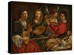 Lute Players and an Angel (Oil on Canvas)-Pietro Paolini-Stretched Canvas