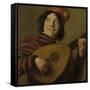 Lute Players, the Fool-Frans Hals-Framed Stretched Canvas