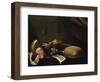 Lutes and Violin on a Table, a Curtain to the Right-Evaristo Baschenis-Framed Giclee Print