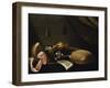 Lutes and Violin on a Table, a Curtain to the Right-Evaristo Baschenis-Framed Giclee Print