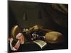 Lutes and Violin on a Table, a Curtain to the Right-Evaristo Baschenis-Mounted Giclee Print