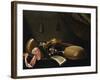 Lutes and Violin on a Table, a Curtain to the Right-Evaristo Baschenis-Framed Giclee Print
