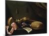 Lutes and Violin on a Table, a Curtain to the Right-Evaristo Baschenis-Mounted Giclee Print