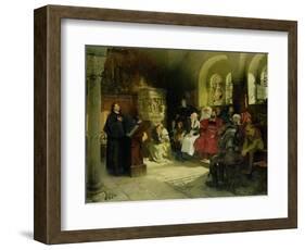 Luther Preaches Using His Bible Translation While Imprisoned at Wartburg, 1882-Hugo Vogel-Framed Giclee Print