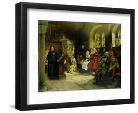 Luther Preaches Using His Bible Translation While Imprisoned at Wartburg, 1882-Hugo Vogel-Framed Giclee Print