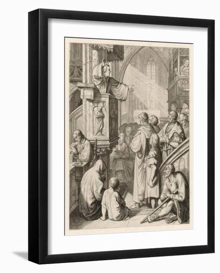 Luther Preaching-Gustav Konig-Framed Art Print