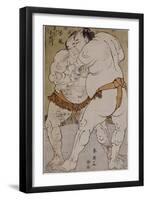 Lutteurs de sumô ; le lutteur Onogawa Kisaburô et le lutteur Tanikaze Kajinosuke-Katsukawa Shunei-Framed Giclee Print