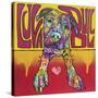 Luva Bull, Lovable, Pit Bulls, Dogs, Pets, Animals, Red and Yellow, Pop Art, Stencils, Laying down-Russo Dean-Stretched Canvas