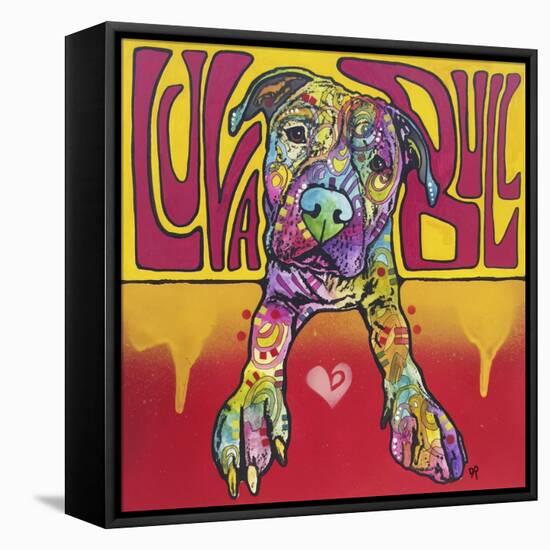 Luva Bull, Lovable, Pit Bulls, Dogs, Pets, Animals, Red and Yellow, Pop Art, Stencils, Laying down-Russo Dean-Framed Stretched Canvas