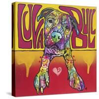 Luva Bull, Lovable, Pit Bulls, Dogs, Pets, Animals, Red and Yellow, Pop Art, Stencils, Laying down-Russo Dean-Stretched Canvas