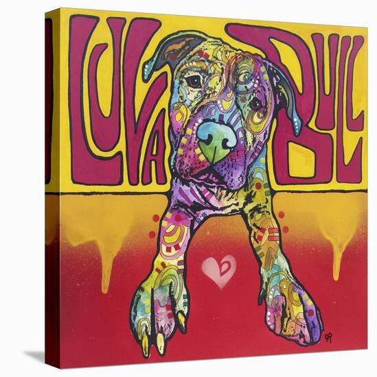 Luva Bull, Lovable, Pit Bulls, Dogs, Pets, Animals, Red and Yellow, Pop Art, Stencils, Laying down-Russo Dean-Stretched Canvas