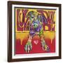 Luva Bull, Lovable, Pit Bulls, Dogs, Pets, Animals, Red and Yellow, Pop Art, Stencils, Laying down-Russo Dean-Framed Giclee Print