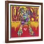 Luva Bull, Lovable, Pit Bulls, Dogs, Pets, Animals, Red and Yellow, Pop Art, Stencils, Laying down-Russo Dean-Framed Giclee Print