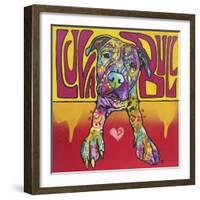 Luva Bull, Lovable, Pit Bulls, Dogs, Pets, Animals, Red and Yellow, Pop Art, Stencils, Laying down-Russo Dean-Framed Giclee Print