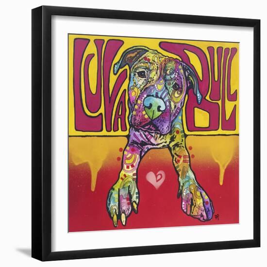 Luva Bull, Lovable, Pit Bulls, Dogs, Pets, Animals, Red and Yellow, Pop Art, Stencils, Laying down-Russo Dean-Framed Giclee Print