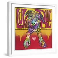 Luva Bull, Lovable, Pit Bulls, Dogs, Pets, Animals, Red and Yellow, Pop Art, Stencils, Laying down-Russo Dean-Framed Giclee Print