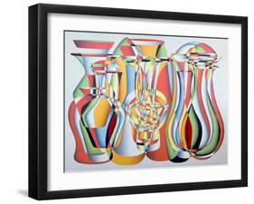 Luxate Vessel Assemblage, Green, Orange-Brian Irving-Framed Giclee Print