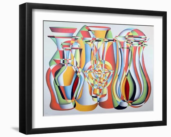 Luxate Vessel Assemblage, Green, Orange-Brian Irving-Framed Giclee Print