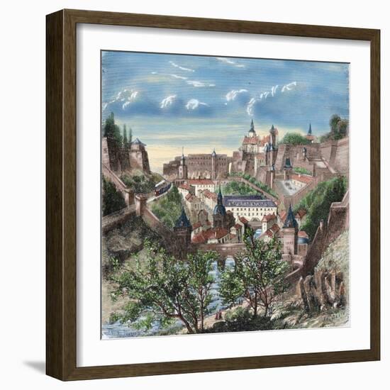 Luxembourg. 19th Century. View of the City. Colored Engraving-null-Framed Giclee Print