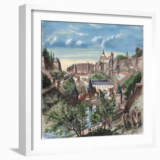 Luxembourg. 19th Century. View of the City. Colored Engraving-null-Framed Giclee Print