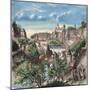 Luxembourg. 19th Century. View of the City. Colored Engraving-null-Mounted Giclee Print