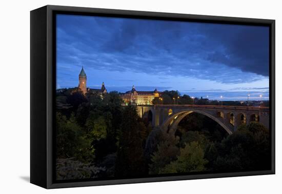 Luxembourg, Capital of Luxembourg, Adolphe Bridge, Place De Metz, Dusk-Chris Seba-Framed Stretched Canvas