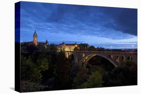 Luxembourg, Capital of Luxembourg, Adolphe Bridge, Place De Metz, Dusk-Chris Seba-Stretched Canvas