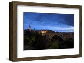 Luxembourg, Capital of Luxembourg, Adolphe Bridge, Place De Metz, Dusk-Chris Seba-Framed Photographic Print