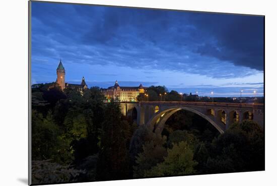 Luxembourg, Capital of Luxembourg, Adolphe Bridge, Place De Metz, Dusk-Chris Seba-Mounted Photographic Print