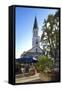 Luxembourg, Ettelbruck, Centre, Bar, Church-Chris Seba-Framed Stretched Canvas